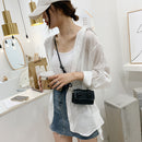 Candy Color Crossbody Bag Women PU Belt Buckle Mini Shoulder Pouch (Black)