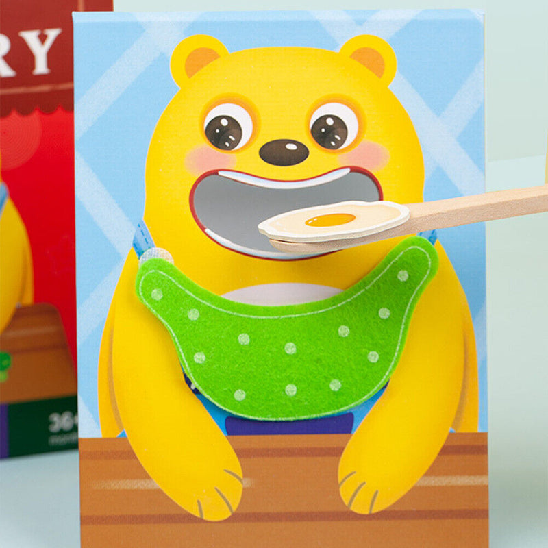 Hungry Bear Feeding Table Game Pretend Play Chopsticks Spoons Training Toys