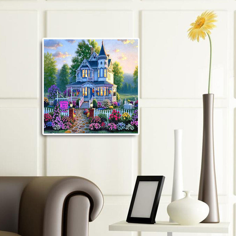 Flower Villa DIY Full Drill Round Diamond Painting Cross Stitch Art Craft Newly