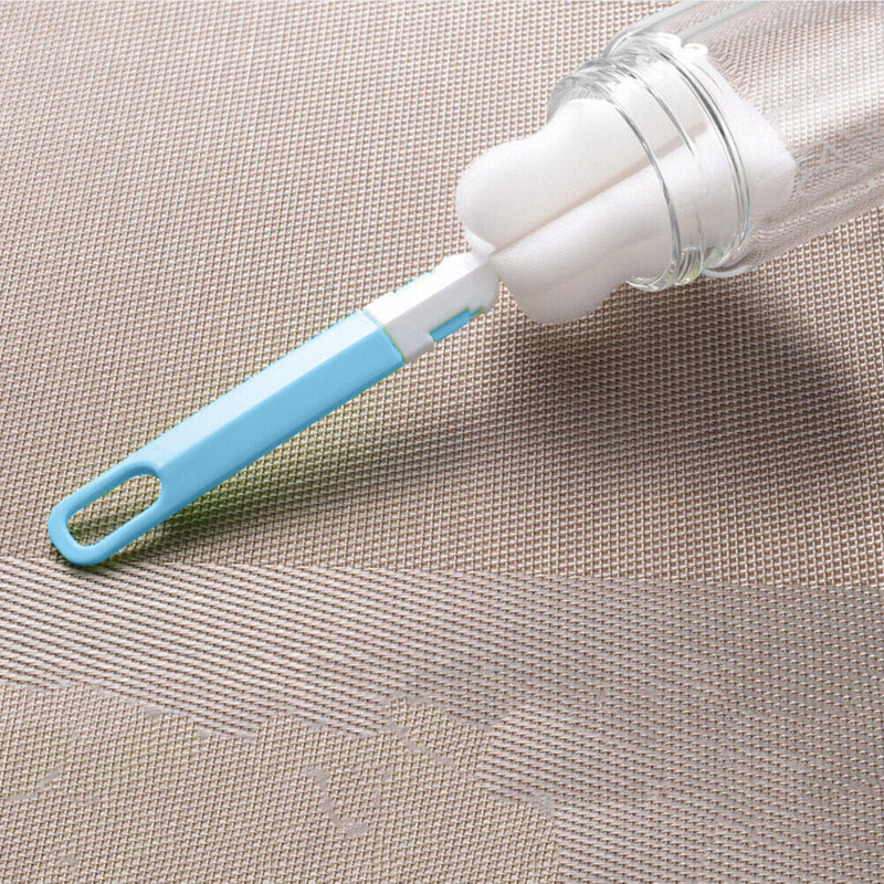 Sponge Long Handle Cup Brush Baby Glass Bottle Kitchen Cleaning Tool (Blue)