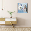 Canvas Paint By Numbers White Cat Oil Hand Painted Drawing Kit Home Decorat