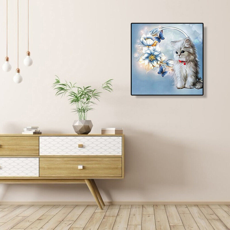 Canvas Paint By Numbers White Cat Oil Hand Painted Drawing Kit Home Decorat