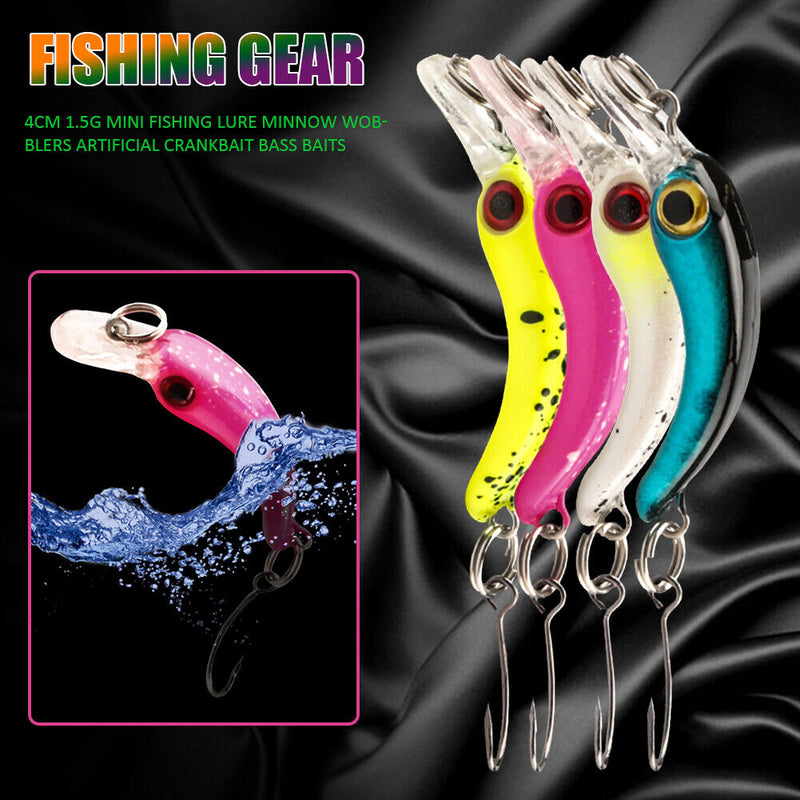 4cm 1.5g Mini Fishing Lure Minnow Wobblers Crankbait Bass Baits (8pcs)