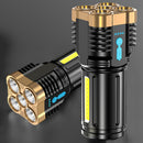 500LM Portable Flashlight USB Rechargeable Power Display Torch Warning Lantern