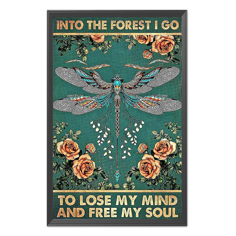 Full Cross Stitch Handcraft 11CT Stamped Dragonfly Needlework DIY Home Ornament