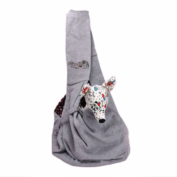 Pet Dog Cat Sling Shoulder Carrier Outdoor Travel Puppy Pouch Bag Grey