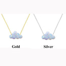 For Women Girls Necklace Stainless Steel Chain Pendant White Cloud Shape