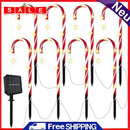 8pcs Solar Power Christmas Candy Cane Lights Outdoor Garden Pathway Yard Lamps