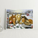 5D Rhinestone Pictures DIY Fence Horse Full Round Drill Art Diamond Painting Kit