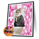 5D DIY Diamond Painting Pink Mosaic Cat Full Round Drill Mosaic Kit Wall Pi