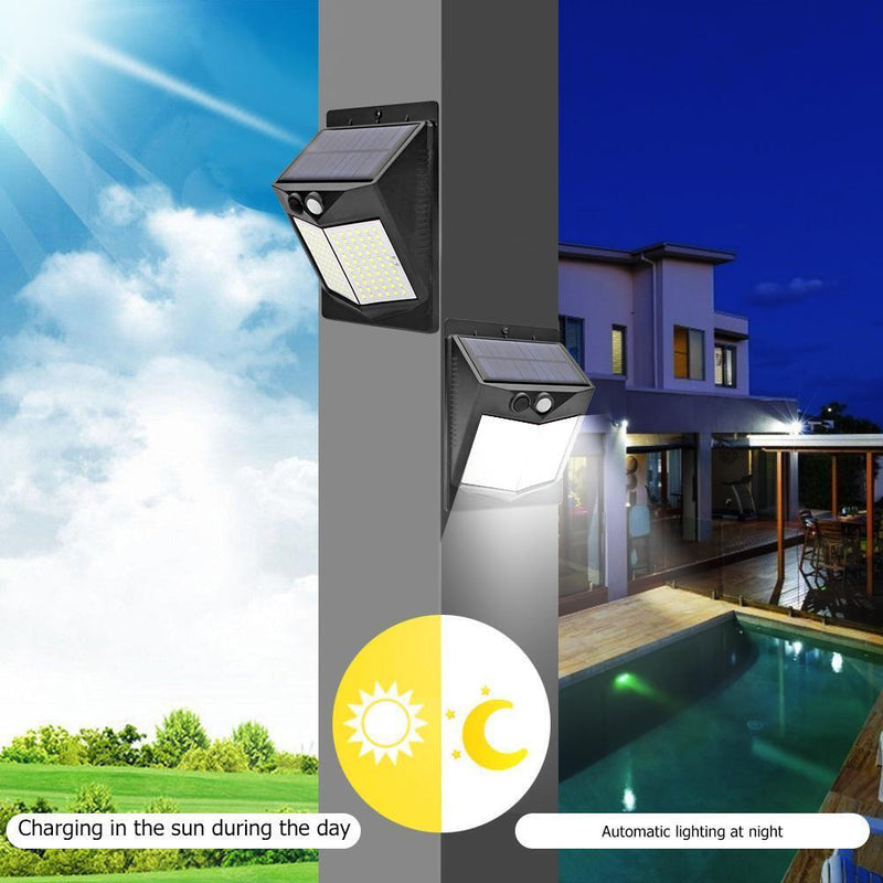 120LED Solar 3 Mode Light Control Garden Light PIR Motion Sensor Wall Lamp