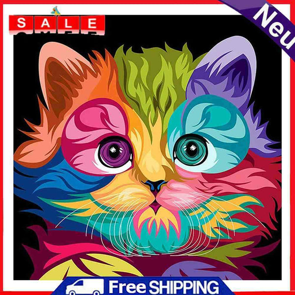 5D DIY Full Drill Diamond Painting Colorful Cat Cross Stitch Embroidery Art Gift