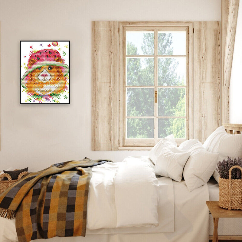 Partial Embroidery Mouse Hat DIY Stamped Canvas 14CT Needlework Sets Home Decor