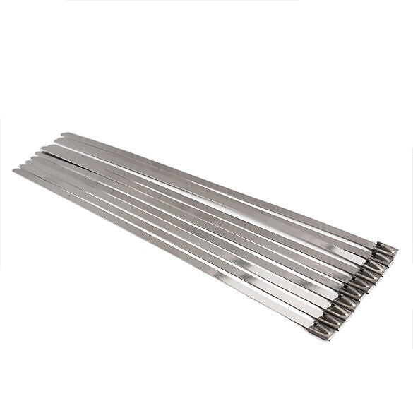 100PCS 4.6x200mm Stainless Steel Exhaust Wrap Coated Locking Cable Zip Ties