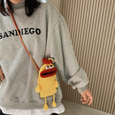 Cartoon Mobile Phone Handbag Sausage Mouth Crochet Crossbody Bag (Yellow)