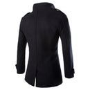 Men's  Outerwear Winter Pea Overcoat Double Breasted Trench Coats Black L