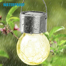 LED Solar Lamp Cracked Glass Ball Hanging Light Waterproof Garden Decor (B)