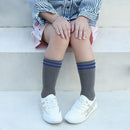 Baby Boys Girls Preppy Stripe Print Knee Socks Kids Sports Sock (Grey S)