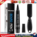 Four Prong Beard Filler Pencil Waterproof Moustache Coloring Pen (Black) Newly
