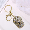 Crystal Hat Keychain Rhinestone Women Backpack Pendant Key Ring Jewelry Gif