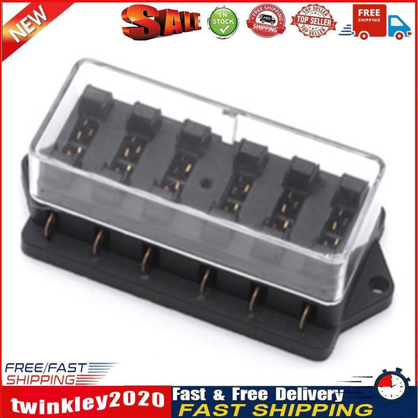 YJ-FB017 6 Ways Auto Circuit Blade Fuse Box Car Yacht RV Block Holder Case Newly