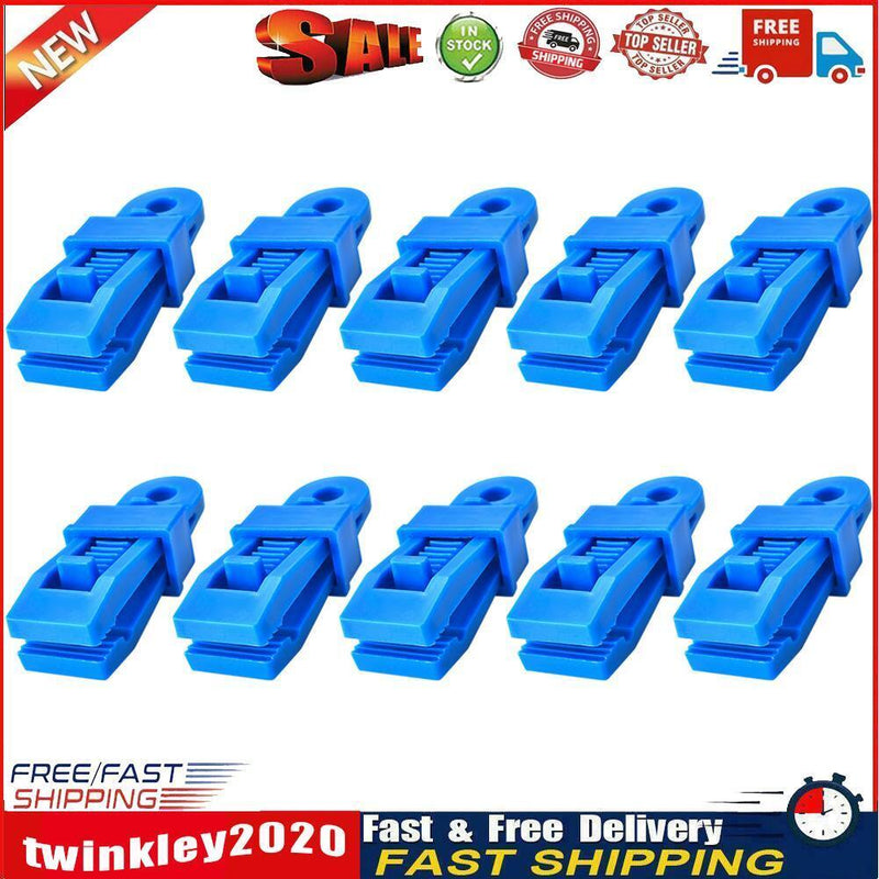 10pcs Outdoor Large Canopy Wind Rope Clamps Windproof Tent Clips (Blue) Newly