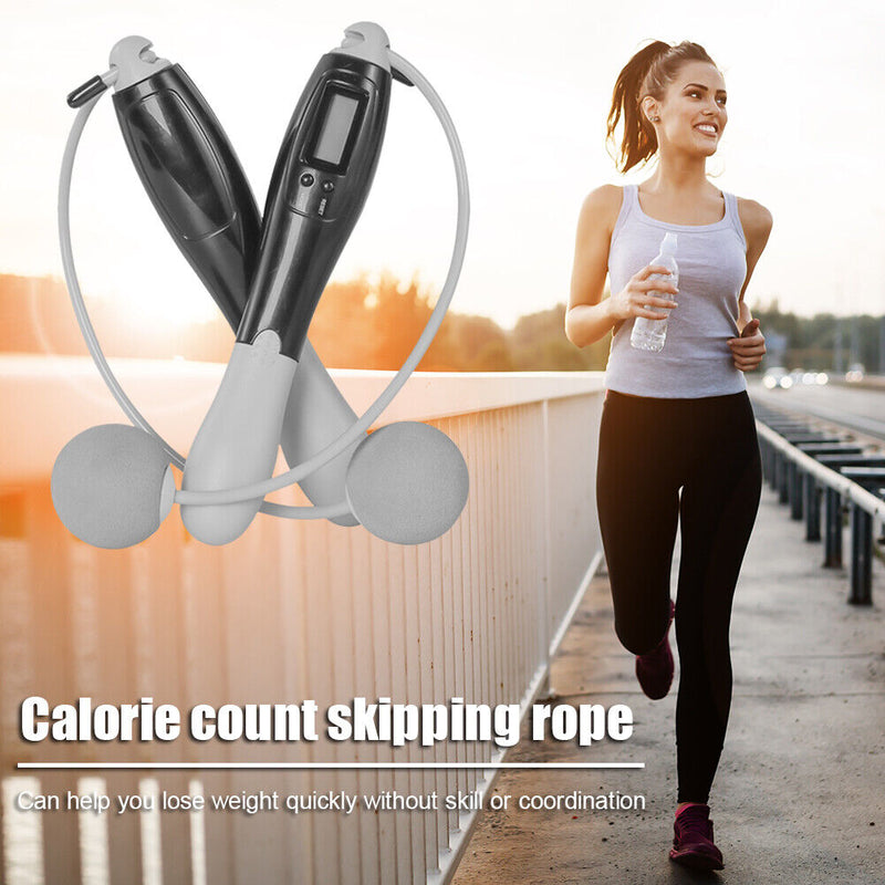Wireless Calorie Digital Counter Skip Rope Sport Weights Jump Rope (Grey) Newly