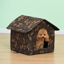 Waterproof Oxford Dog Cat Kennel Bed Pet Cozy Sleeping Tent House (Leaf M) Newly