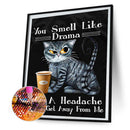 5D Diamond Painting Words Cat Full Square Drill Rhinestone DIY Home Decorat
