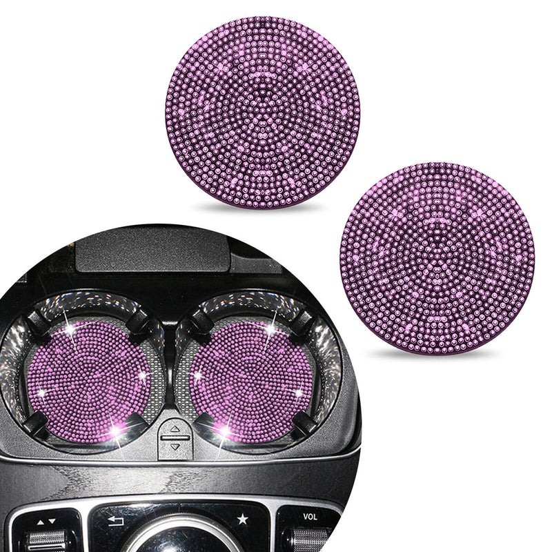 Silicone Round Non-slip Coaster - Car Accessory & Shinning Decor (Pink) Newly