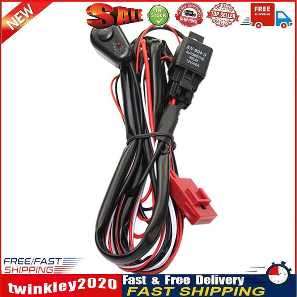 Wiring Harness Kit with Fuse Relay Switch for 2 LED Light Bar Fog Light Newly