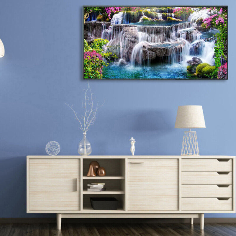 Mountain Waterfall Oil Paint By Numbers Kits Canvas Picture Wall Art DIY Craf