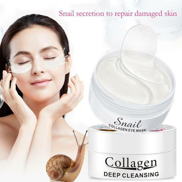 60Pcs Snail Collagen Eye Masks Remove Darks Circle Puffiness Moisturizing care