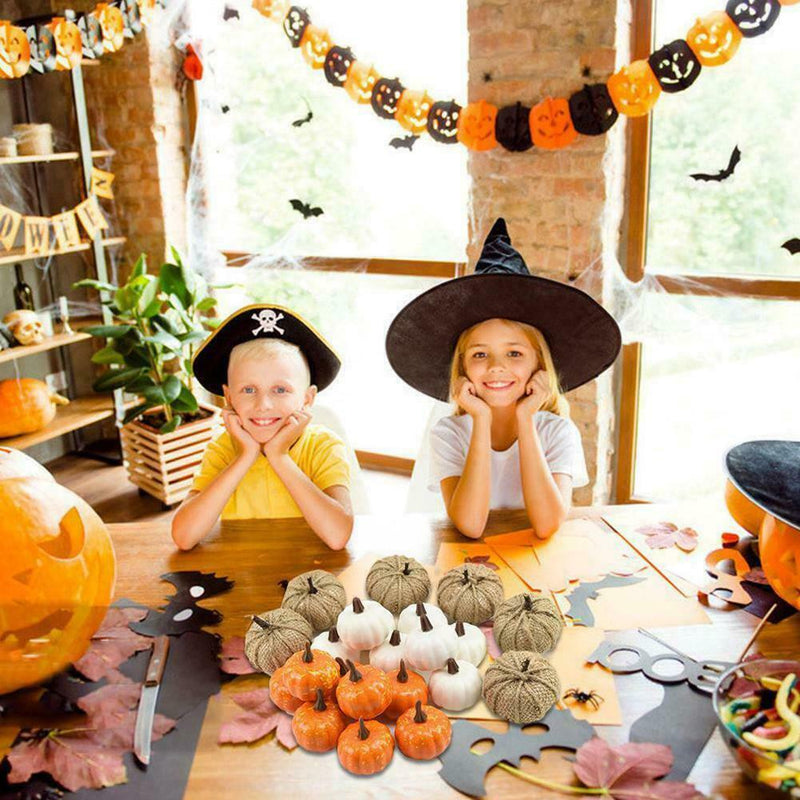 22 Pcs Artificial Pumpkins Set Harvest For Halloween Thanksgiving Fall T4V7