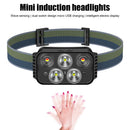Induction LED Headlamp 500lm 7 Modes Outdoor Camping Head Flashlight Black