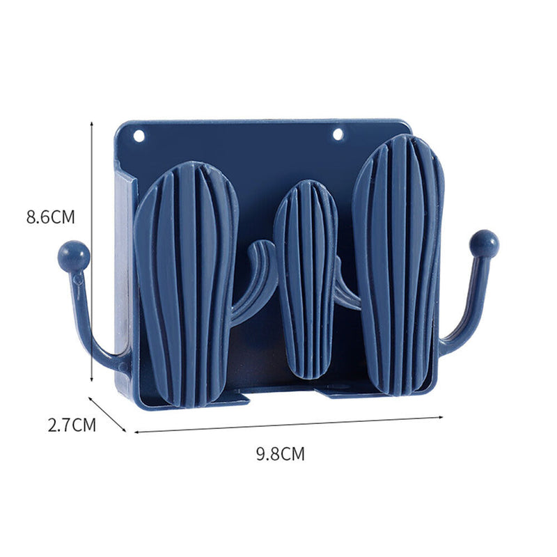 Punch Free Wall Storage Box Remote Control Phone Charging Holder (Blue) Newly