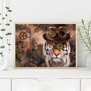 5D DIY Diamond Painting Steampunk Tiger Full Round Drill Mosaic Art Picture Kits
