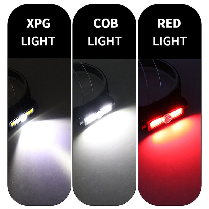 Waterproof XPG COB LED Headlamp MTB Road Cycling Front Headlight Battery Powe