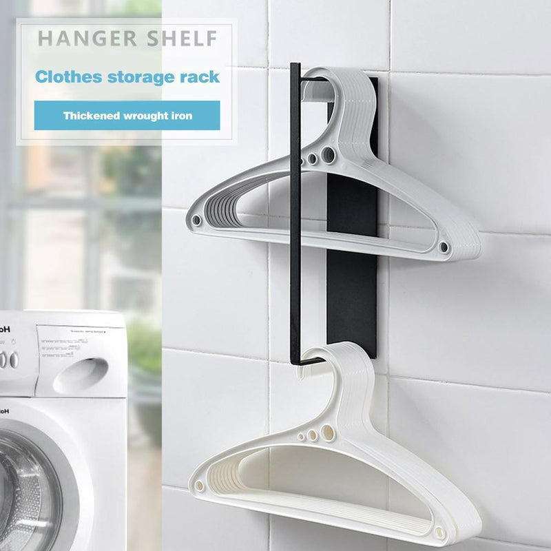 Self Adhesive Home Plastic Hangers Black Storage Rack Clothes Stand Organizer