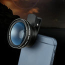 2 in 1 Lens Universal Clip 37mm Cell Phone Lens 0.45x 49UV HD Lens (Black)