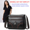 Women Braided PU Shoulder Messenger Bag Multi-pocket Solid Handbag (Black)