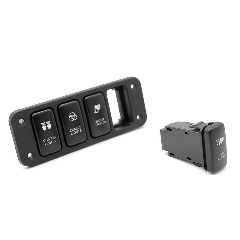 12V 4 Button Blue LED On/Rocker Switch Panel with 150mm Cable for Toyata