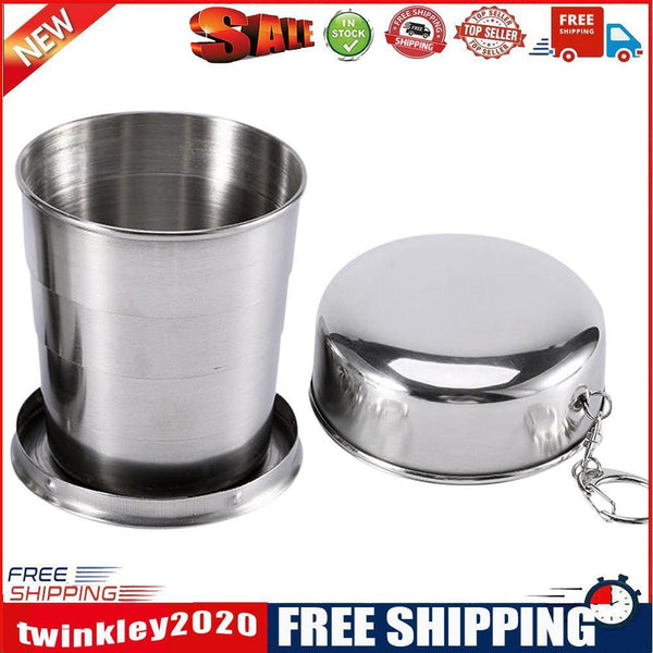 Stainless Steel Foldable Cup Outdoor Camping Travel Portable Teacup (250ml)