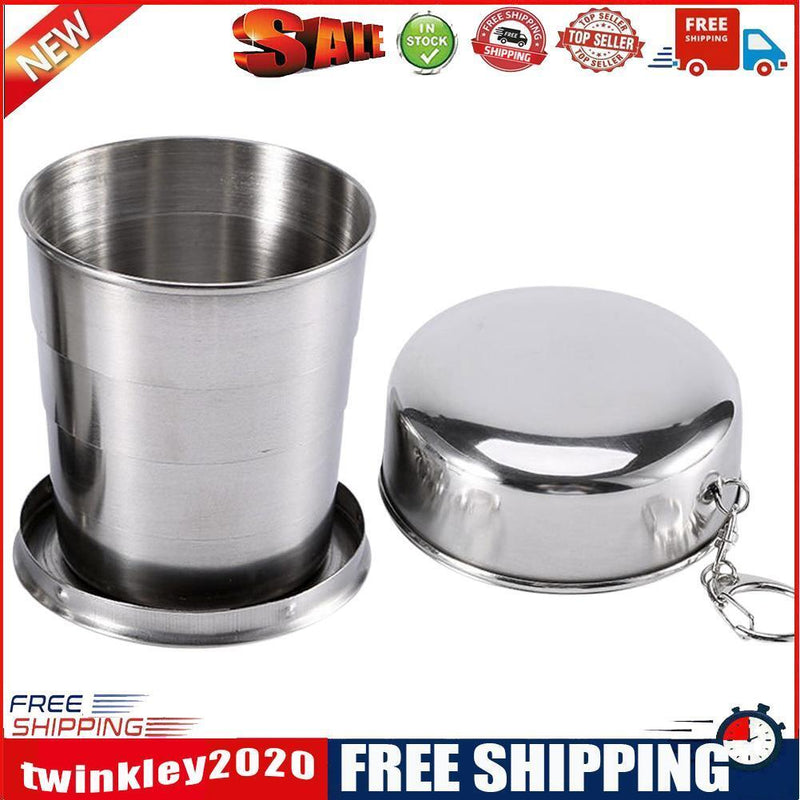 Stainless Steel Foldable Cup Outdoor Camping Travel Portable Teacup (250ml)
