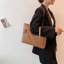 Retro Women Leather Shoulder Bags Pure Color Shopping Bag Large Capacity Handbag