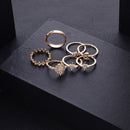 Rhinestones Bohemian Opal Rings Set Moon Star Crown Finger Rings Knuckle Midi