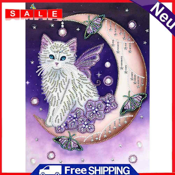 5D DIY Special Shaped Diamond Painting Cat Embroidery Kit Home Living Room Decor