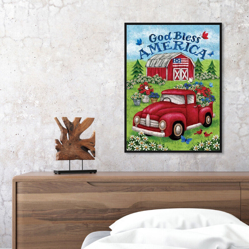 Canvas Painted Oil Paint By Numbers Red Car DIY Wall Art Modern Bedroom Decor