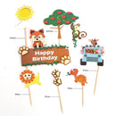 Party Decor Tree House Funny Sun Animal Happy Birthday Cake Topper Jungle Theme