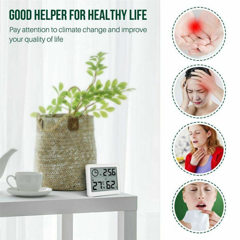 Durable Indoor Hygrometer Humidity Meter Digital Thermometer Electronic Clock